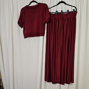 Elegant Burgundy Skirt Set